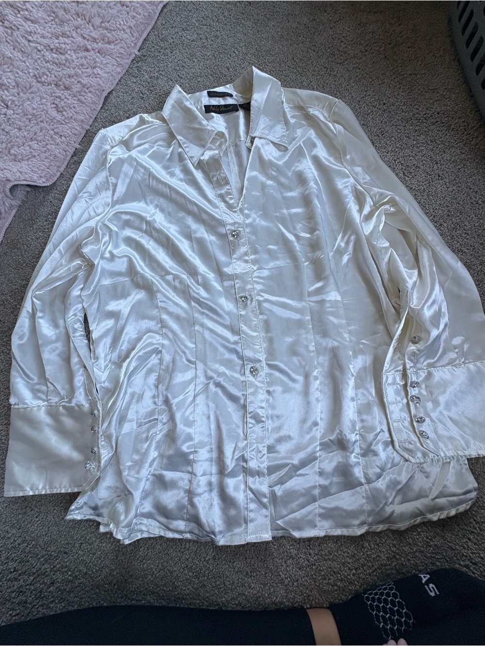 Silky White Button-Up Blouse - Women Tops